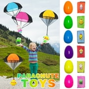 Aufmer ⑥ Pack Easter Eggs With Easter Parachute Toys Throwing Toy For Kids Boys Girls Easter Basket Stuffers Fillers Gifts Party Favors
